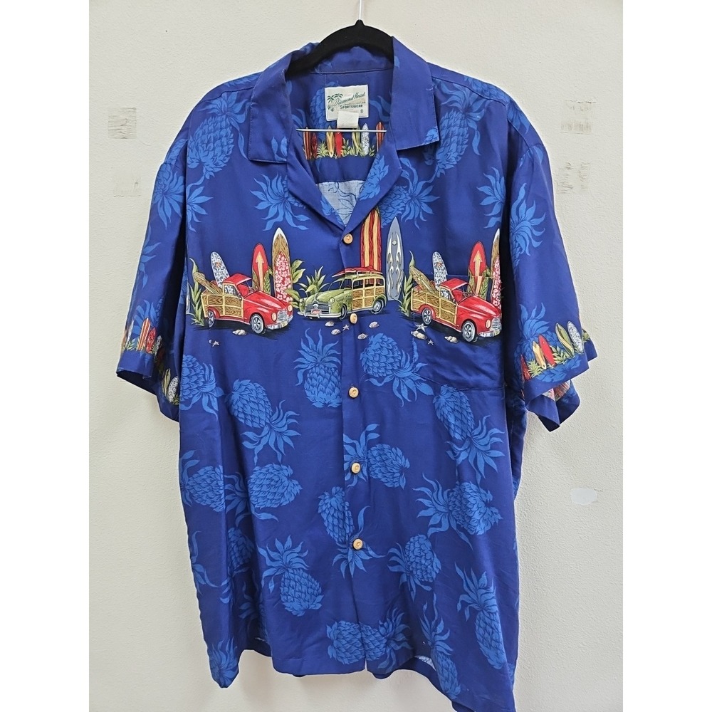 Diamond Head Mens Shirt Large Vintage 80's Hawaiian  Surfboard Car Pineapple